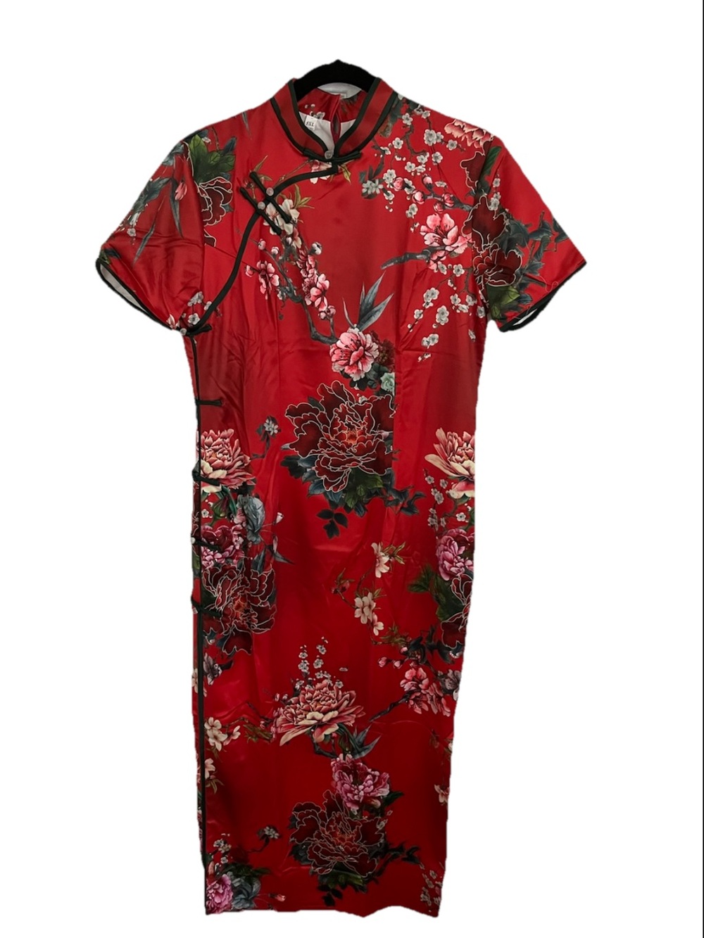 Red Floral Cheongsam Dress
